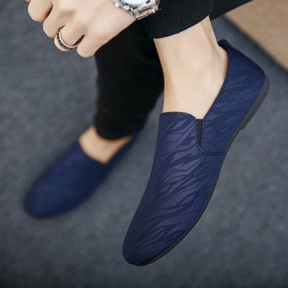Man Casual Canvas Shoes One-Legged Lazy Cloth Shoes, Size: 39(Blue Dark Texture)