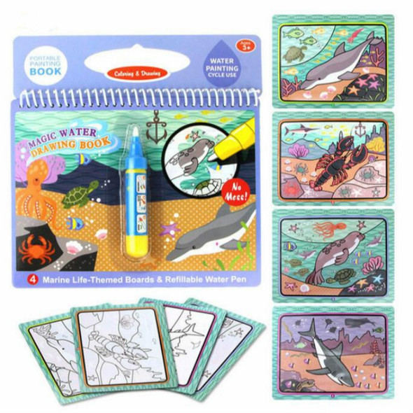 Water Drawing Book Coloring Book Doodle & Magic Pen Painting Drawing Board for Kids Toys Birthday Gift(2355-1 Ocean)