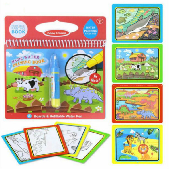 Water Drawing Book Coloring Book Doodle & Magic Pen Painting Drawing Board for Kids Toys Birthday Gift(2361-1 Animal)