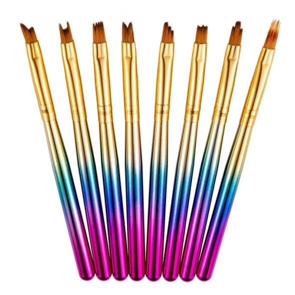 8  In 1 Nail Art Flower Pen Painted Pen Rainbow Gradient French Phototherapy Nail Pen(Flower Petal Pen )