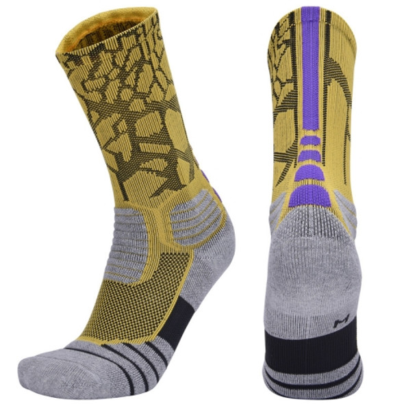 2 Pairs Length Tube Basketball Socks Boxing Roller Skating Riding Sports Socks, Size: L 39-42 Yards(Yellow Purple)