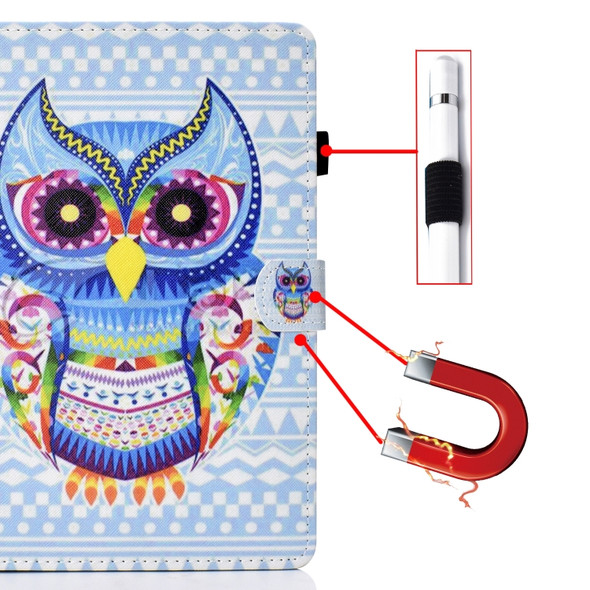 For Galaxy Tab S6 T860 / T865 Colored Drawing Horizontal Flip Leather Case with Holder & Card Slots & Pen Slot & Sleep / Wake-up Function(Colored Owl)