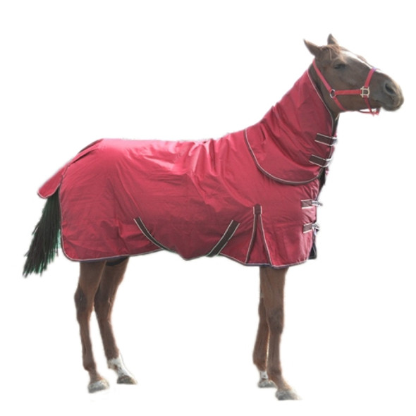Winter Plus Cotton Comfortable And Warm Horse Jersey With Bib, Specification: 155cm (Wine Red)