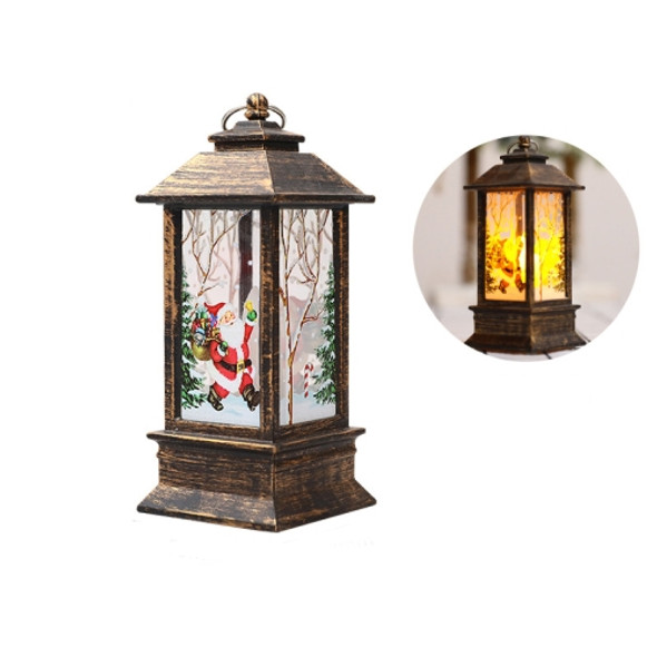Christmas Flame Lantern Christmas Decoration LED Luminous Ornament Candlestick Lamp, Size: Large 77 x 77 x 195mm(Bronze Santa)