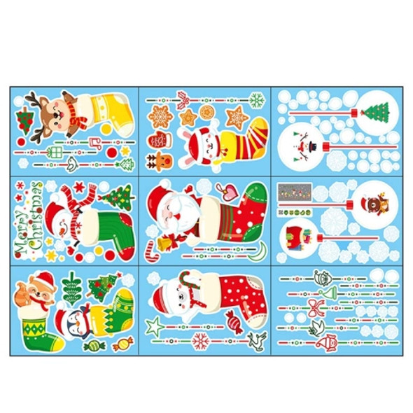 2 Sets Cartoon Christmas Window Stickers Show Window Living Room StaticChristmas Decoration Wall Stickers(2318)