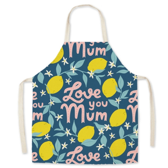 2 PCS Linen Fabric Art Cartoon Apron Parent-Child Sleeveless Halter Apron, Specification: 45x56 cm(Mum)