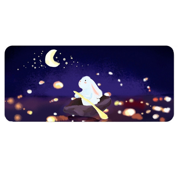 300x800x5mm illustration Cartoon Pattern Waterproof Non-Slip Mouse Pad(Rabbit On The Road)