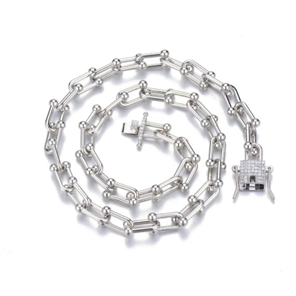 NL029 9mm U-Shaped Buckle Horseshoe Clavicle Chain, Size: 18cm