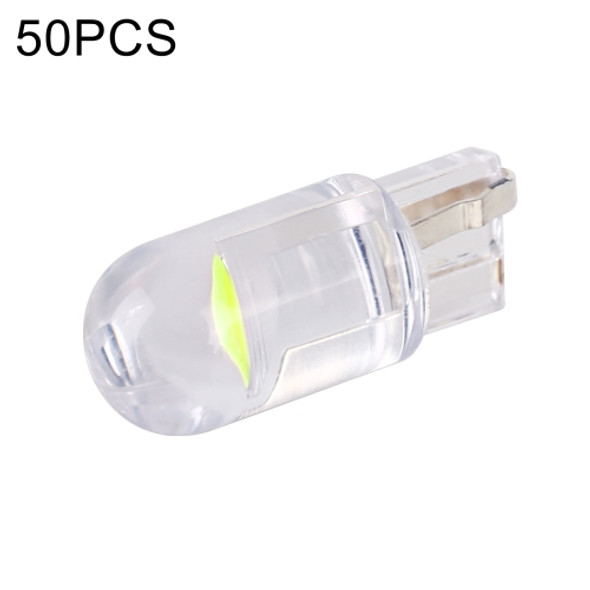 50 PCS T10 DC12V / 0.3W Car Clearance Light COB Lamp Beads (Green Light)