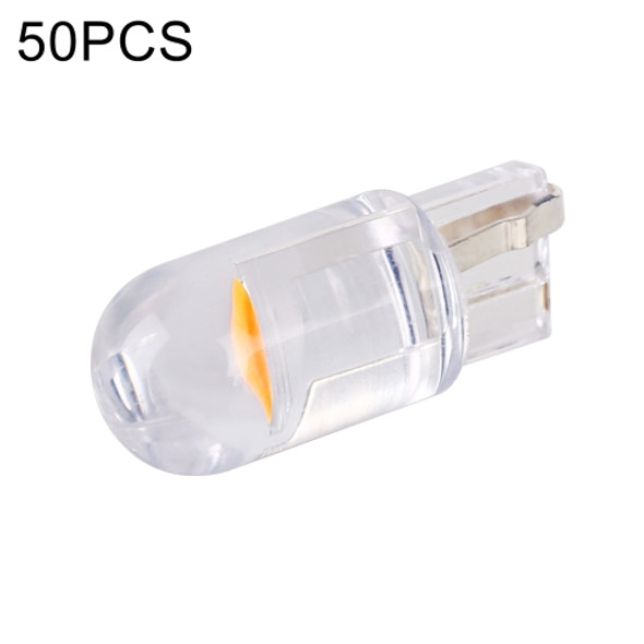 50 PCS T10 DC12V / 0.3W Car Clearance Light COB Lamp Beads (Yellow Light)