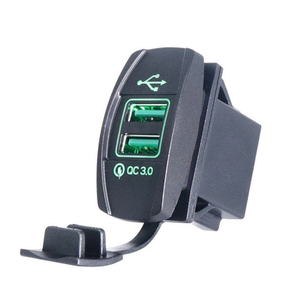 F3 Ship Type Car Dual USB Charger QC3.0 Fast Charge Switch Socket Modified 12V Car Charger(Green Light)