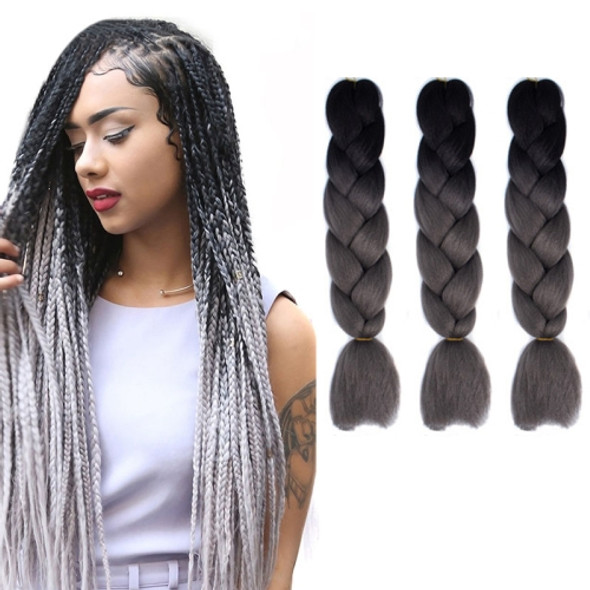 Fashion Color Gradient Individual Braid Wigs Chemical Fiber Big Braids, Length: 60cm(32 Black+Dark Grey)