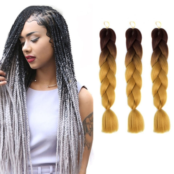 Fashion Color Gradient Individual Braid Wigs Chemical Fiber Big Braids, Length: 60cm(23 Brown+Gold Yellow)