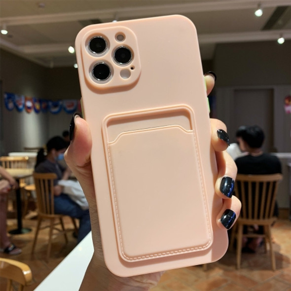 Imitation Liquid Silicone Straight Edge Shockproof Full Coverage Case with Card Slot For iPhone 11 Pro(Pink)