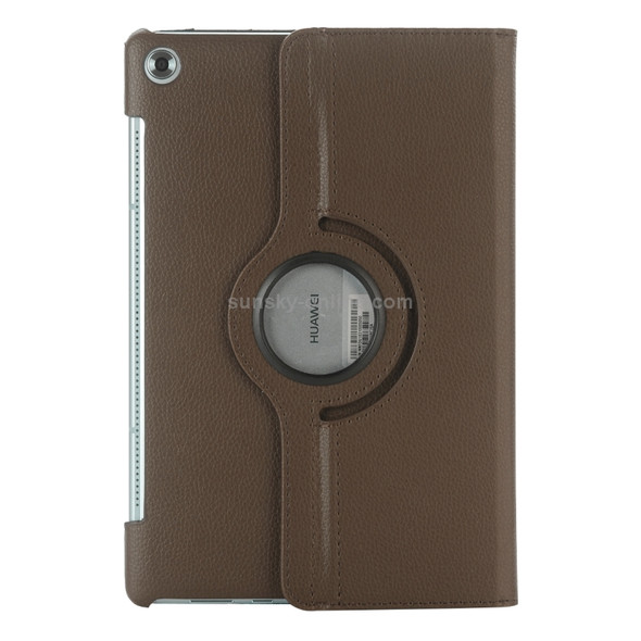 For Huawei MediaPad M5 10.8 inch Litchi Texture PU Leather Case with Rotated Holder & Sleep / Wake-up Function (Brown)