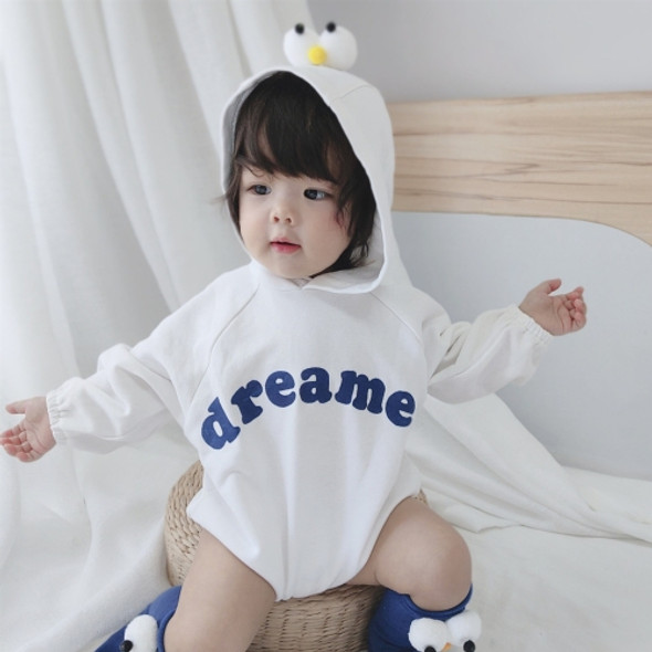 Plus Velvet Thickened Baby Casual Long Sleeve Triangle Romper Cute Big Eyes Loose Romper (Color:White Size:80cm)