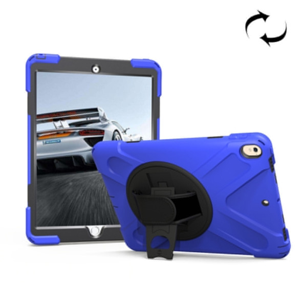 For iPad Pro 10.5 inch 360 Degree Rotation PC + Silicone Protective Case with Holder & Hand-strap (Dark Blue)
