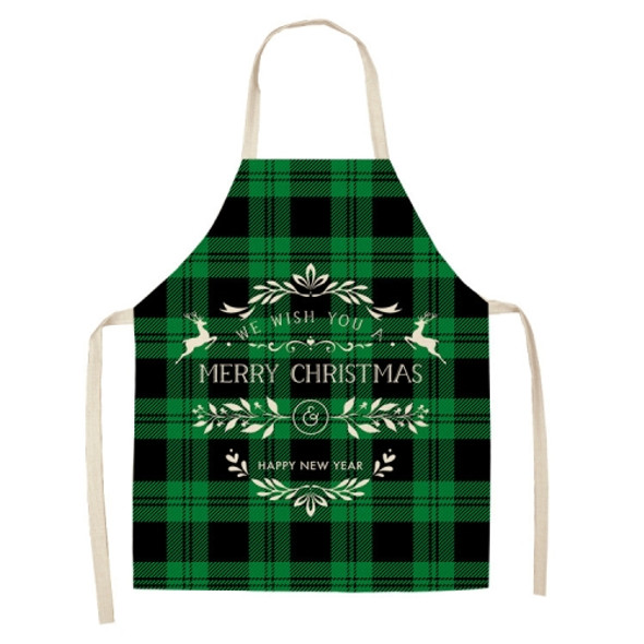 2 PCS Christmas Plaid Series Cotton And Linen Apron Household Cleaning Overalls, Specification: 68 x 55cm(WQ-001334)