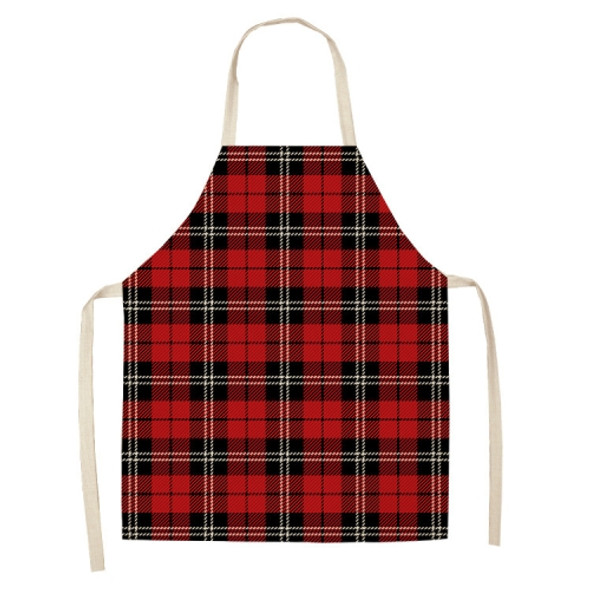 2 PCS Christmas Plaid Series Cotton And Linen Apron Household Cleaning Overalls, Specification: 68 x 55cm(WQ-001333)