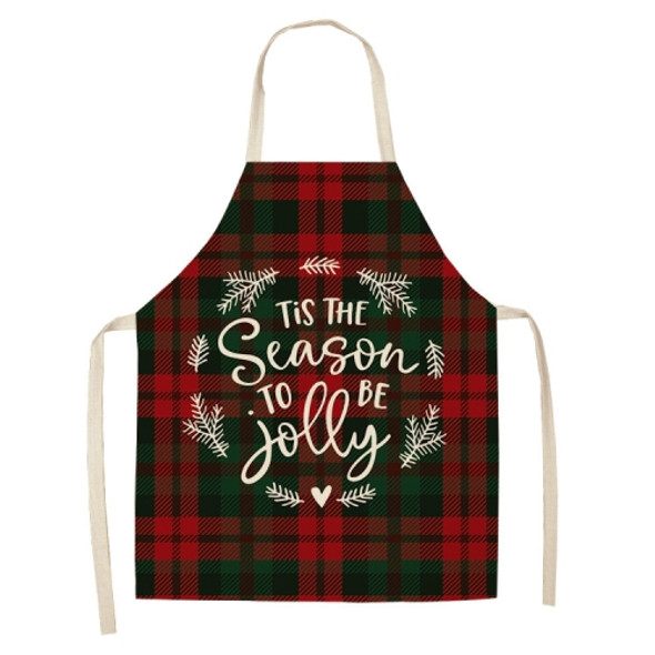 2 PCS Christmas Plaid Series Cotton And Linen Apron Household Cleaning Overalls, Specification: 47 x 38cm(WQ-001330)