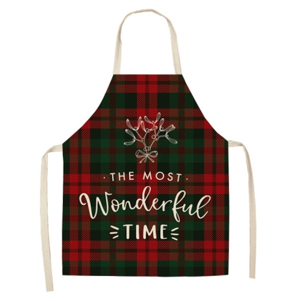 2 PCS Christmas Plaid Series Cotton And Linen Apron Household Cleaning Overalls, Specification: 68 x 55cm(WQ-001332)
