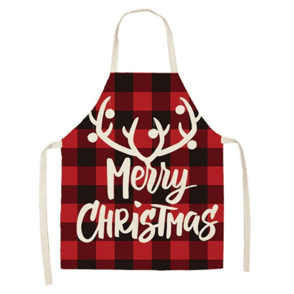 2 PCS Christmas Plaid Series Cotton And Linen Apron Household Cleaning Overalls, Specification: 47 x 38cm(WQ-001311)