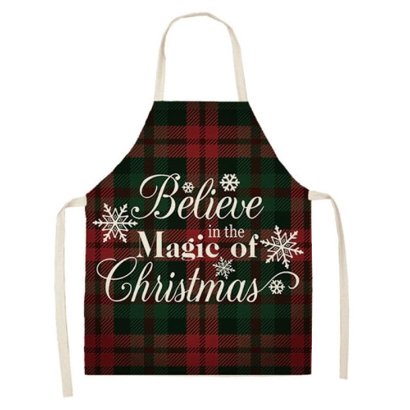 2 PCS Christmas Plaid Series Cotton And Linen Apron Household Cleaning Overalls, Specification: 68 x 55cm(WQ-001303)