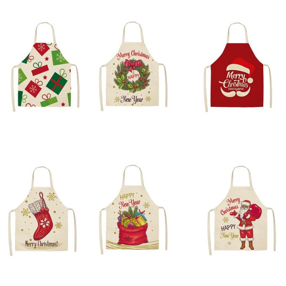 2 PCS Fabric Linen Cleaning Apron Christmas Party Decoration Apron, Specification: 68x55cm(WQ-001506)