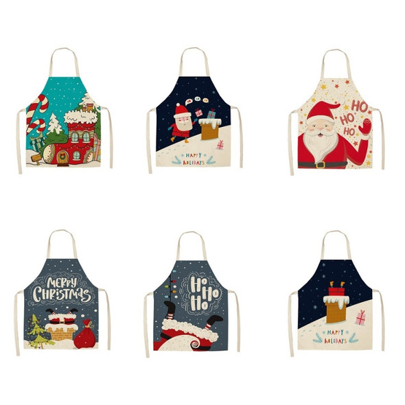 2 PCS Fabric Linen Cleaning Apron Christmas Party Decoration Apron, Specification: 68x55cm(WQ-001514)