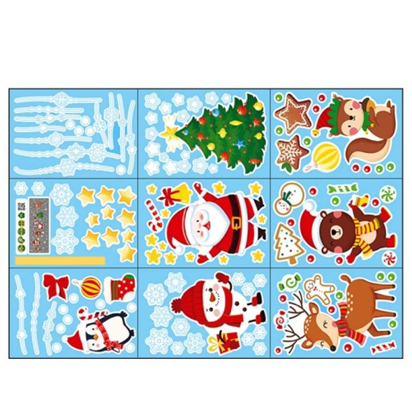 2 Sets Cartoon Christmas Window Stickers Show Window Living Room StaticChristmas Decoration Wall Stickers(2317)