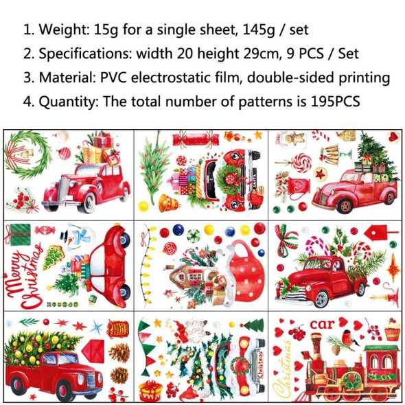 2 Sets Cartoon Christmas Window Stickers Show Window Living Room StaticChristmas Decoration Wall Stickers(2313)