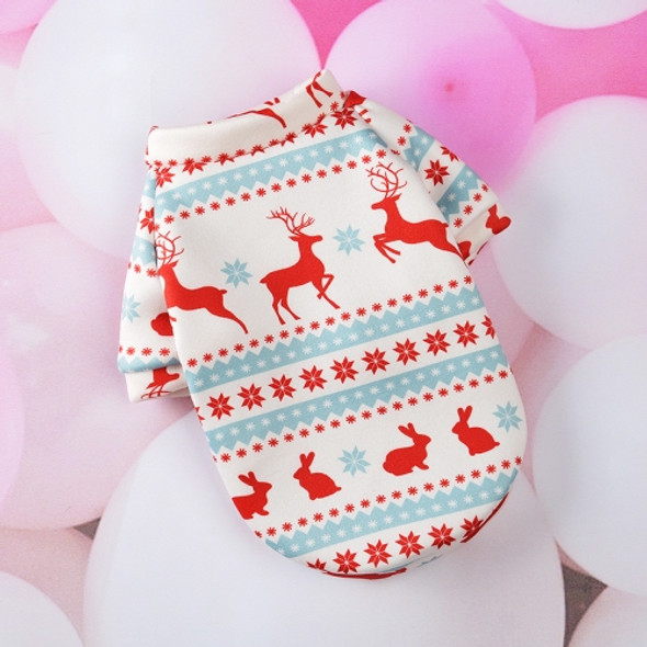 2 PCS SD07031 Christmas Dog Clothes Cartoon Pet Small Dog Cat Sweater Clothes, Size: S(White Background Red Deer)