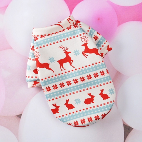 2 PCS SD07031 Christmas Dog Clothes Cartoon Pet Small Dog Cat Sweater Clothes, Size: L(White Background Red Deer)