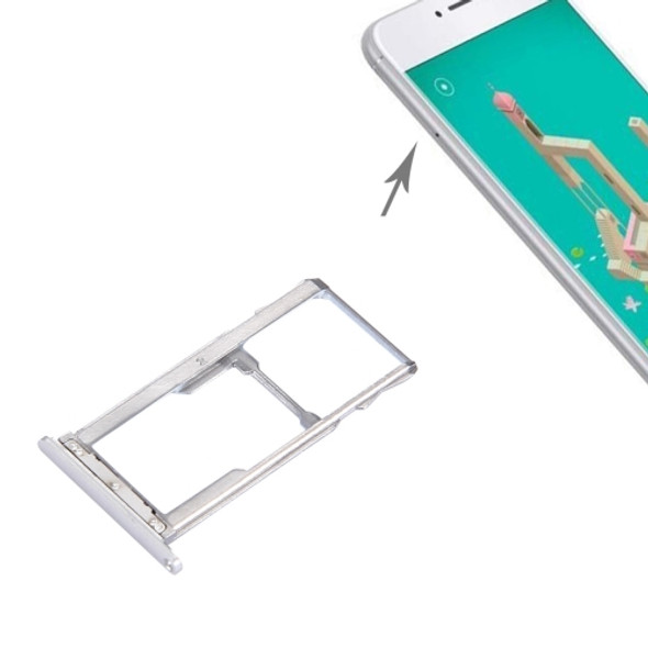 For Meizu M3 Note / Meilan Note 3 SIM + SIM / Micro SD Card Tray(Silver)