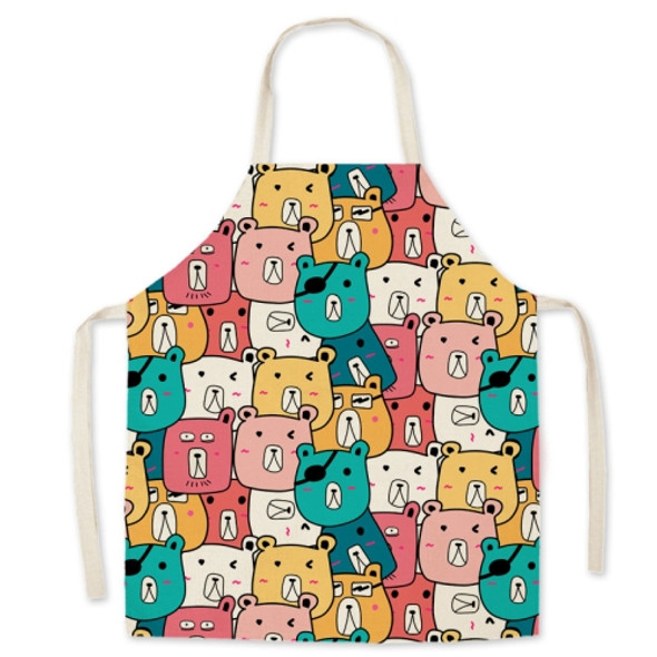 2 PCS Linen Fabric Art Cartoon Apron Parent-Child Sleeveless Halter Apron, Specification: 65x75 cm(Solve)