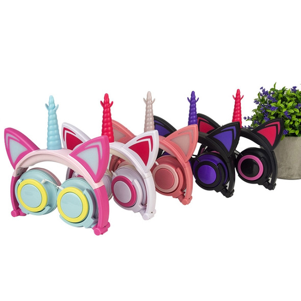 LX-CT888 3.5mm Wired Children Cartoon Glowing Horns Computer Headset, Cable Length: 1.5m(Unicorn Horn)