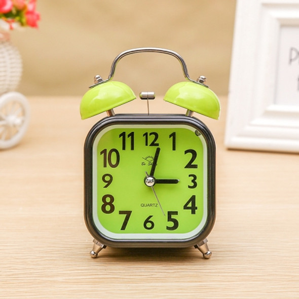 A59 Square Metal Bell Alarm Clock Ringing Alarm Clock Child Student Bedside Bell With Alarm(Light Green)