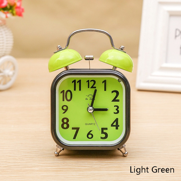 A59 Square Metal Bell Alarm Clock Ringing Alarm Clock Child Student Bedside Bell With Alarm(Light Green)