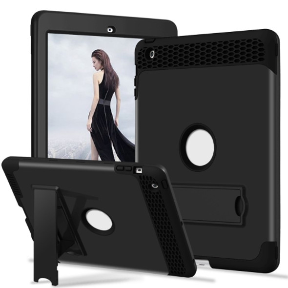 3 in 1 Honeycomb Silicone + PC Shockproof Protective Case with Holder For iPad 4 / 3 / 2(Black)