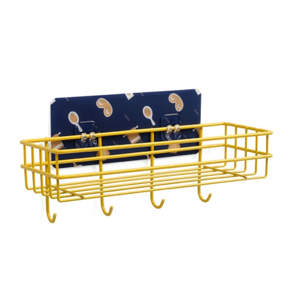 2 PCS Bathroom Wrought Iron Shelf Toilet Vanity Stand Punch-Free Wall-Mounted Storage Shelf Hanger(Bathroom Blue )