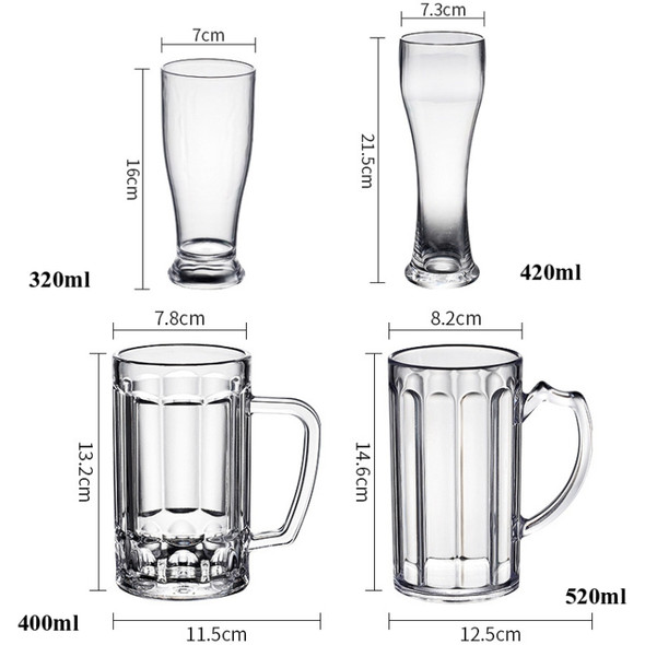 3 PCS 320ml  No. 9 Cup  Acrylic Beer Glass KTV Bar Beer Glass
