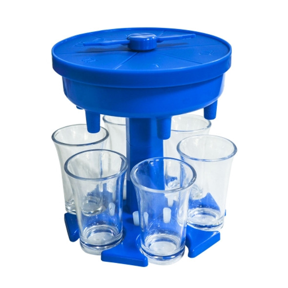 6 Cups Wine Dispenser Automatic Diversion Wine Pourer With Game Turntable, Style: Round Blue with Transparent Cup