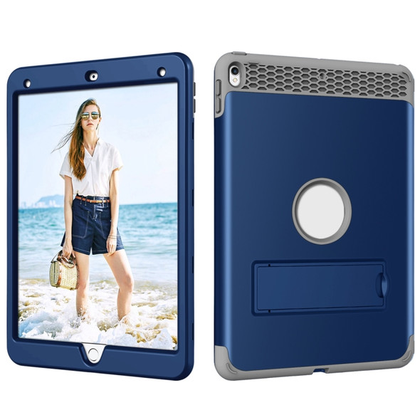 3 in 1 Honeycomb Silicone + PC Shockproof Protective Case with Holder For iPad Pro 10.5 inch(Navy Blue + Dark Grey)