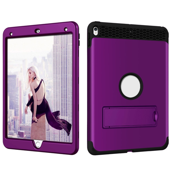 3 in 1 Honeycomb Silicone + PC Shockproof Protective Case with Holder For iPad Pro 10.5 inch(Dark Purple + Black)