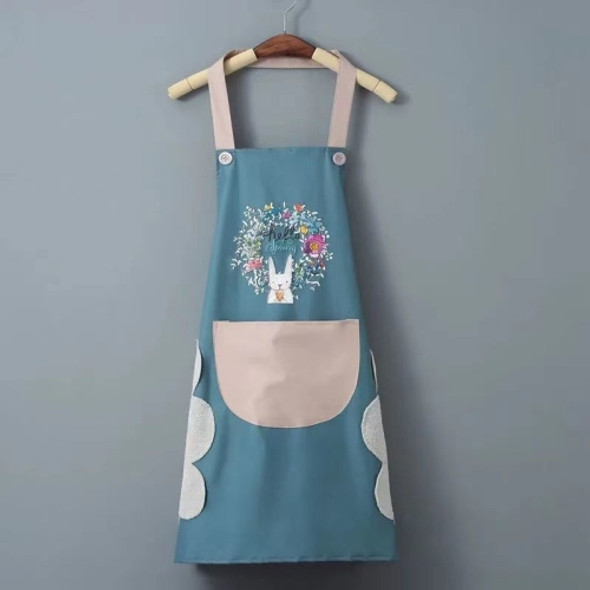 2 PCS 1607 Hand Wipe Apron Female Kitchen Waterproof And Oil-Proof Apron(Blue)