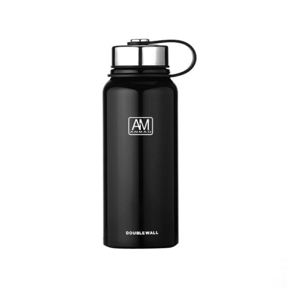 AM 304 Stainless Steel Vacuum Flask Large Capacity Portable Outdoor Sports Kettles, Capacity: 610ml(Black)