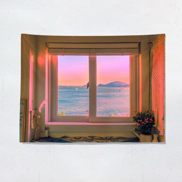 Sea View Window Background Cloth Fresh Bedroom Homestay Decoration Wall Cloth Tapestry, Size: 150x100cm(Window-3)
