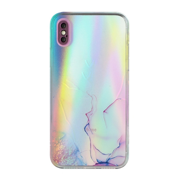 Laser Marble Pattern Clear TPU Shockproof Protective Case For iPhone XS Max(Pink)