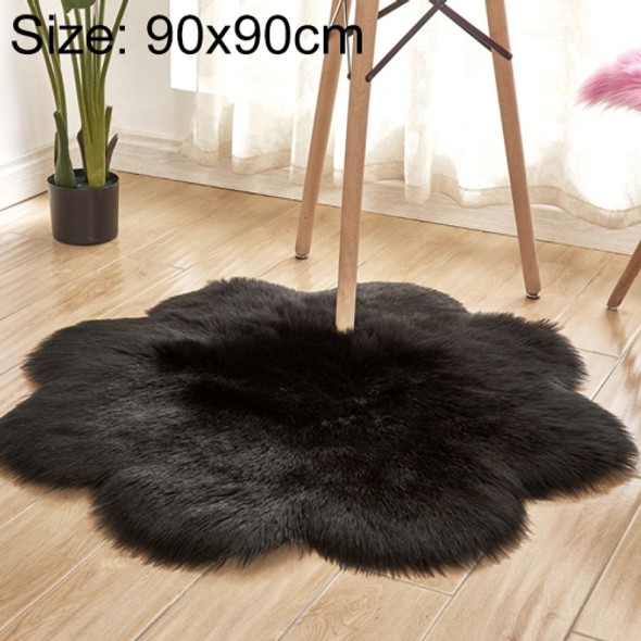 Diameter 90CM Home Furnishing Imitation Wool Carpet Bedroom Living Room Floor Mat Bay Window Cushion Office Chair Cushion Sofa Cushion(Black)