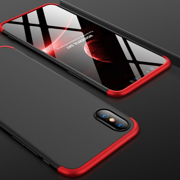 GKK Three Stage Splicing Full Coverage PC Case for iPhone XS Max (Black+Red)